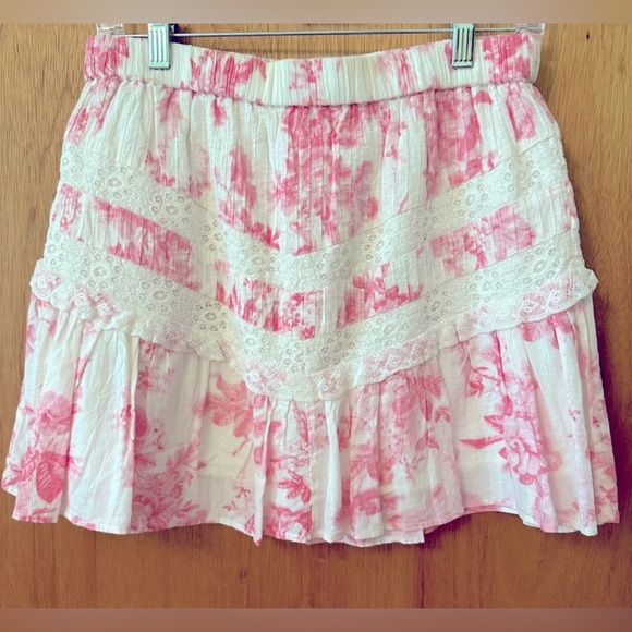Love Shack Fancy Cove Miniskirt
White with pink floral design - Picture 3 of 9